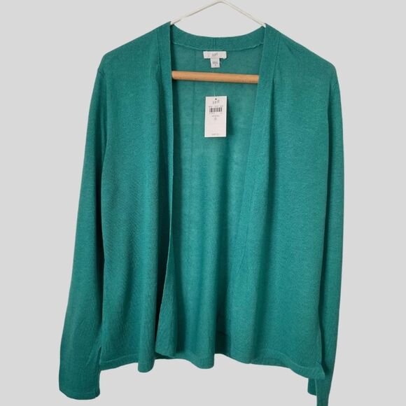 J. Jill Light Open-Front Linen Blend Cardigan COLOR: Aegean Size S NWT - Picture 1 of 7